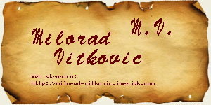 Milorad Vitković vizit kartica